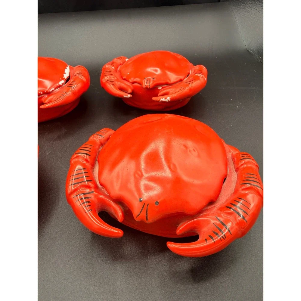 Vintage PV Czechoslovakia rare Ceramic Crab Dishes Set of 4 Ramekins 30037